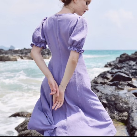 SOLD Handmade Linen Milkmaid Dress - Picture 2 of 5